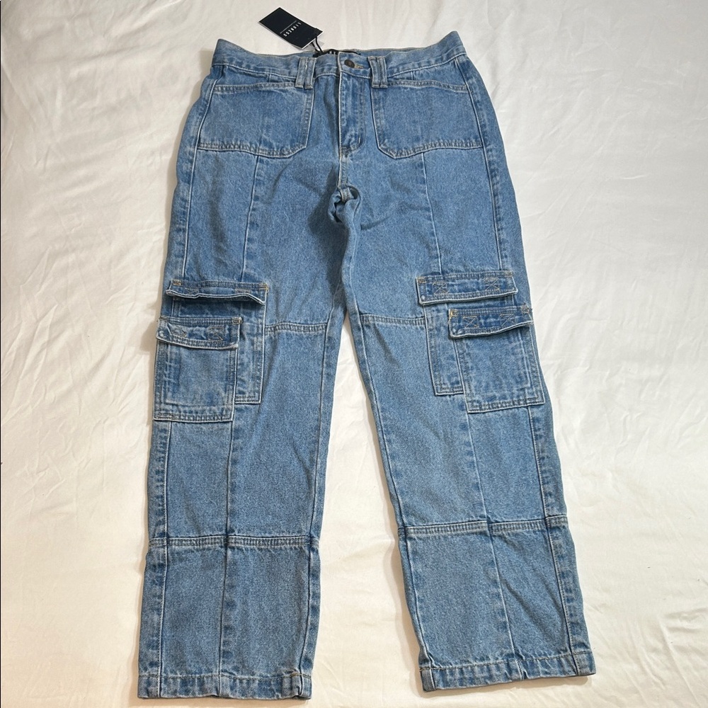 Lioness Light Blue Relaxed Cargo Jeans